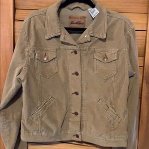 Levi Women's Tan Corduroy Trucker Biker Jacket Lg